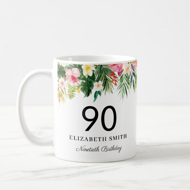 Taza De Café Acuarela Tropical Sale Cumpleaños Personalizado (Izquierda)