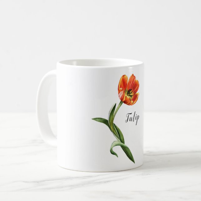 Taza De Café Acuarela Tulip Floral (Anverso izquierdo)