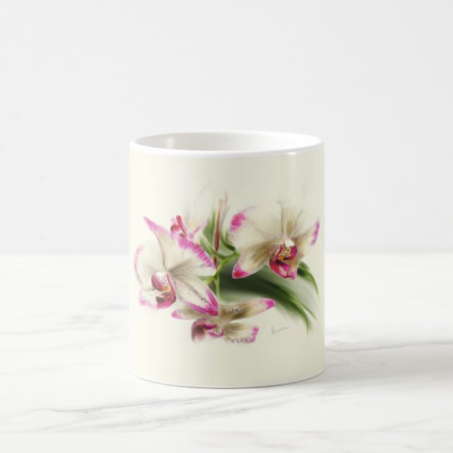 Taza De Café Acuarela una orquídea, de Phalaenopsis - (Centro)