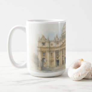 Taza De Café Acuarela Vaticano   Basílica de San Pedro Italia