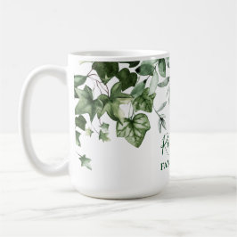Taza De Café Acuarela Vegetación Botánica Familia Cabina Grande