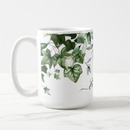 Taza De Café Acuarela Vegetación Botánica Ivy Sage Ferns Grande