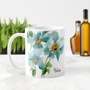 Taza De Café 💦 acuarela Verde azulada Papas o monograma