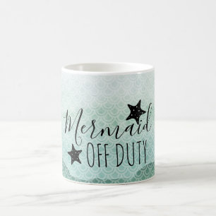 Taza de café acuarela verde Sirena fuera de servic