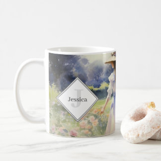 Taza De Café Acuarela virgen de campo monogramada