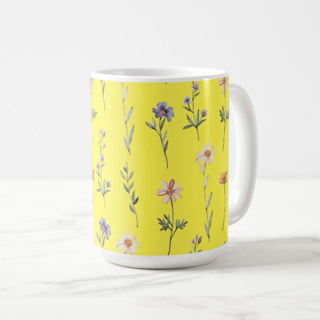 Taza De Café Acuarelas de Flores Silvestres (Anverso derecho)