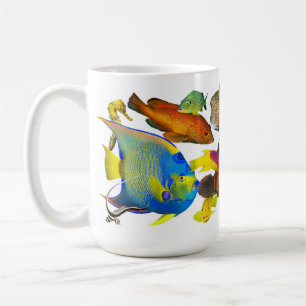 Taza De Café Acuario de peces del arrecife del Caribe en detall