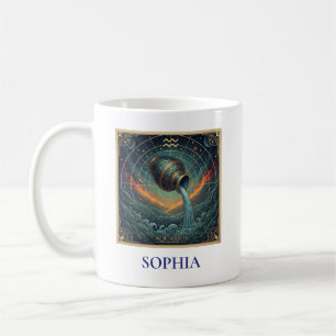 Taza De Café Acuario Zodíaco Celeste Azul
