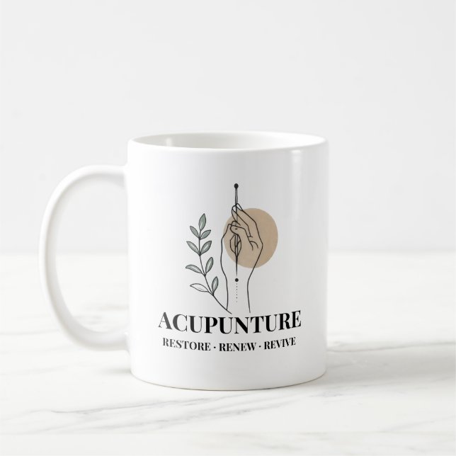 Taza De Café Acupuncture Therapy Mug Restore Renew Revive  (Izquierda)