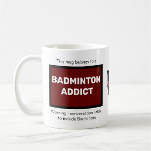 Taza De Café Addicto de Badminton Añadir su nombre Monograma in