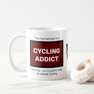 Taza De Café Addicto de ciclo Agregar su nombre Monograma inici
