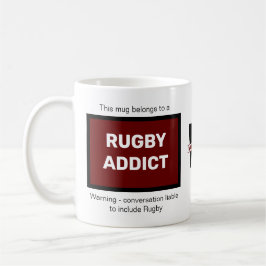 Taza De Café Addicto de Rugby Añadir su nombre Monograma inicia