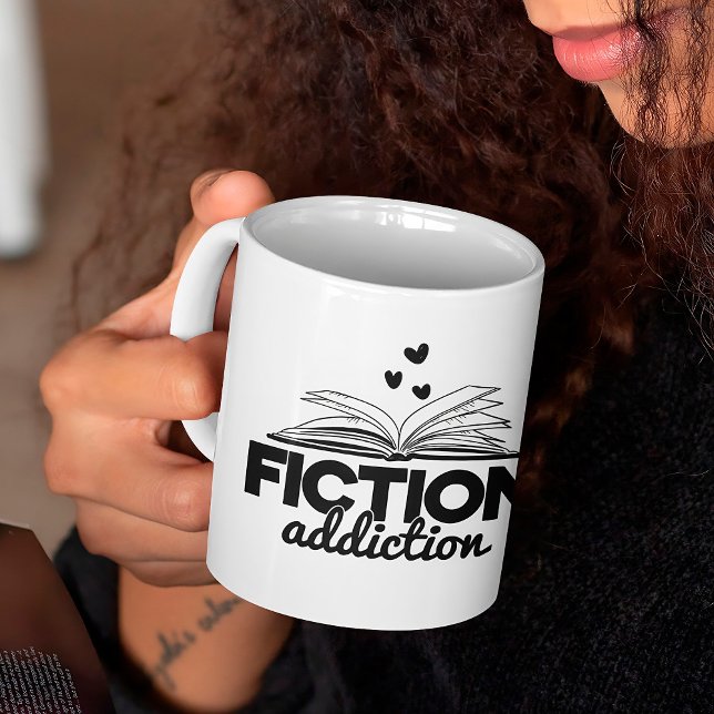 Taza De Café Adicción a la ficción Gusano de biblioteca leyendo (Subido por el creador)