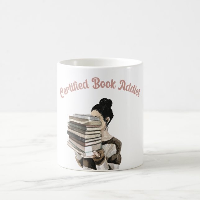 Taza De Café Adicto a los libros certificado (Centro)