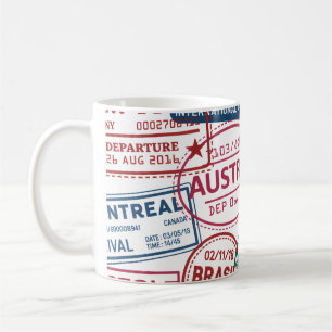 Taza De Café Adicto a los sellos de pasaporte Viajero retro del