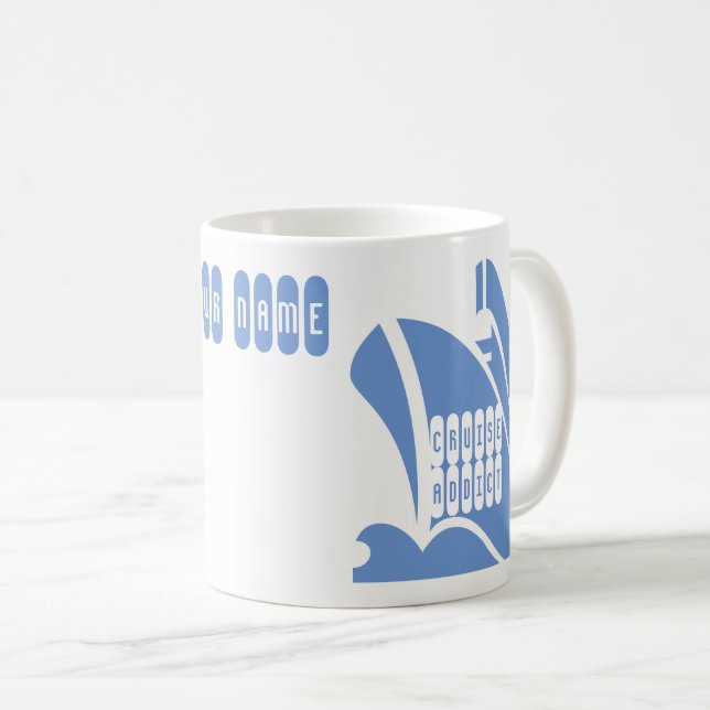 Taza De Café Adicto de crucero de vacaciones. Personalizar el n