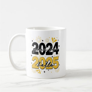 Taza De Café Adiós 2024 Hola 2025 Fuegos artificiales Feliz Año