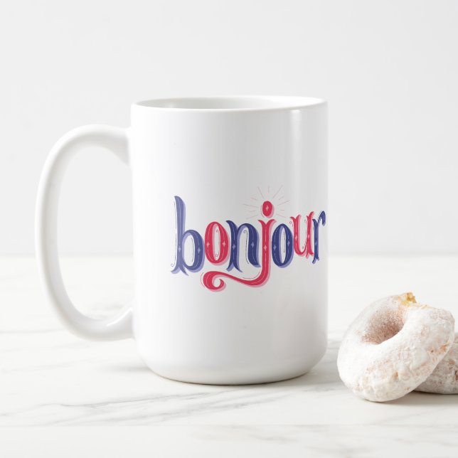 Taza De Café Adiós Bonjour Au Revoir Mug (Con donut)
