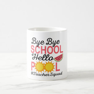 TAZA DE CAFÉ ADIÓS LA PISCINA DE HOLA DE LA ESCUELA.