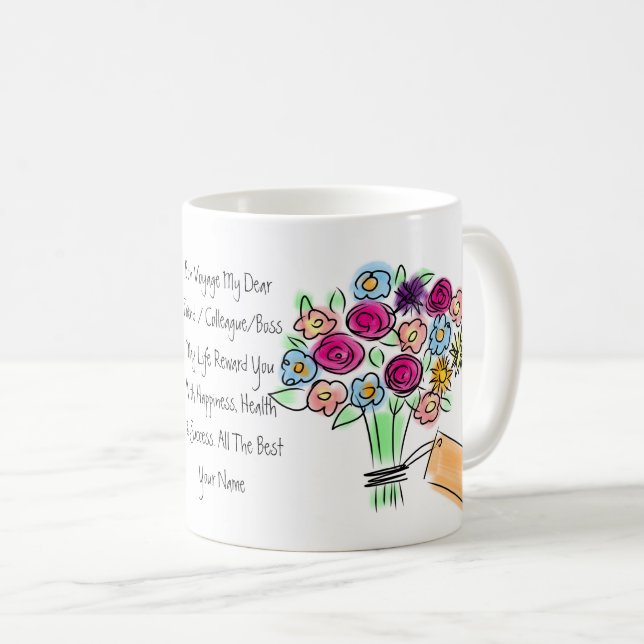 Taza De Café Adiós regalo de flores personalizadas mujer (Anverso derecho)