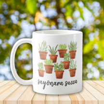 Adiós Succa Acuarela Humor de Planta Suculenta