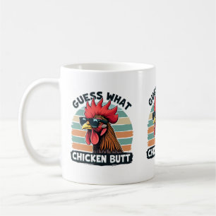 Taza De Café Adivina Qué Trasero De Pollo Divertido Gallo Retro