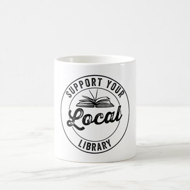 Taza De Café Admite su imán de biblioteca local (Centro)