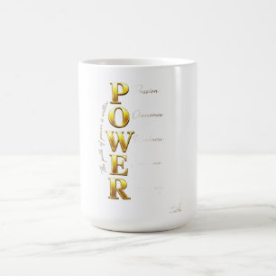 Taza De Café ADOM Premium Inspirational "POWER" Gráfica para Mu