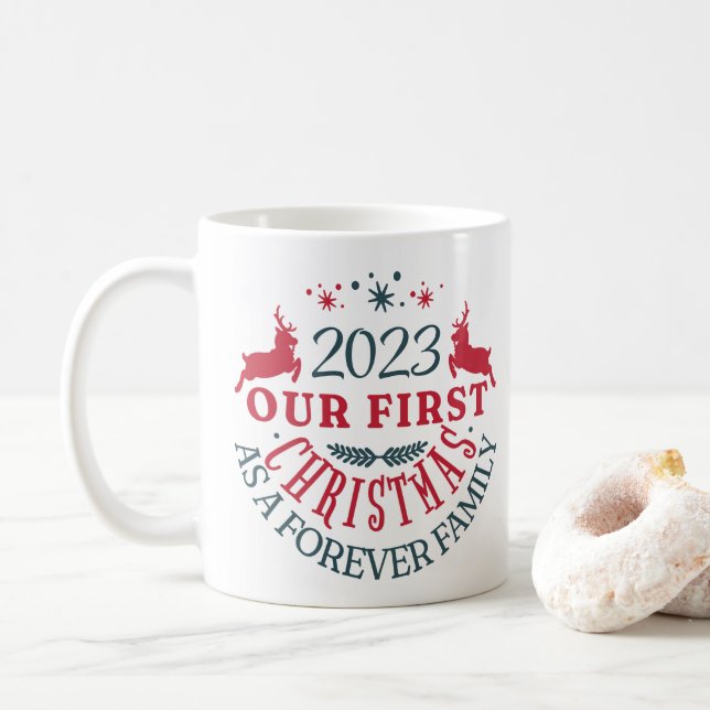 Taza De Café Adopción "Nuestros primeros Navidades en la eterni (Con donut)