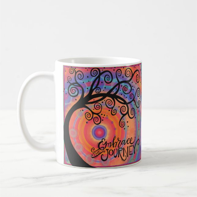Taza De Café Adoptar el árbol abstracto del viaje (Izquierda)