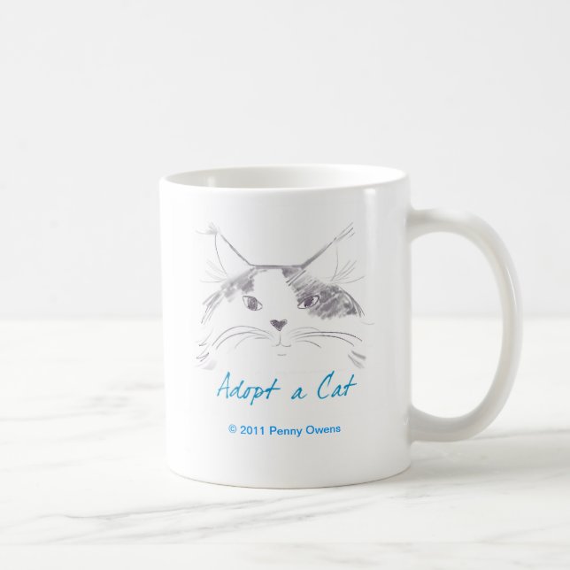 Taza De Café Adopte un gato (Derecha)