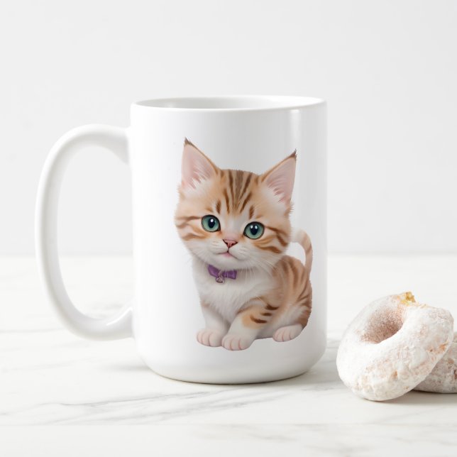 Taza De Café Adorable Baby Kitten (Con donut)