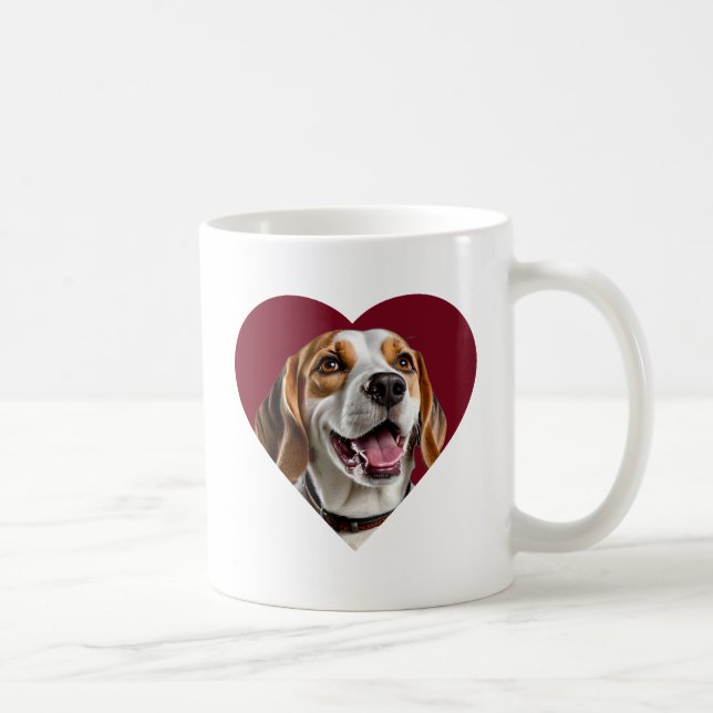 Taza De Café Adorable Beagle in Heart Shape Design (Derecha)