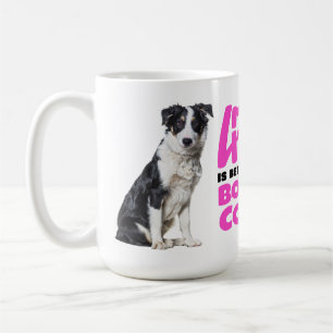 Taza De Café Adorable Border Collie Amante Perro Cachorro Blanc