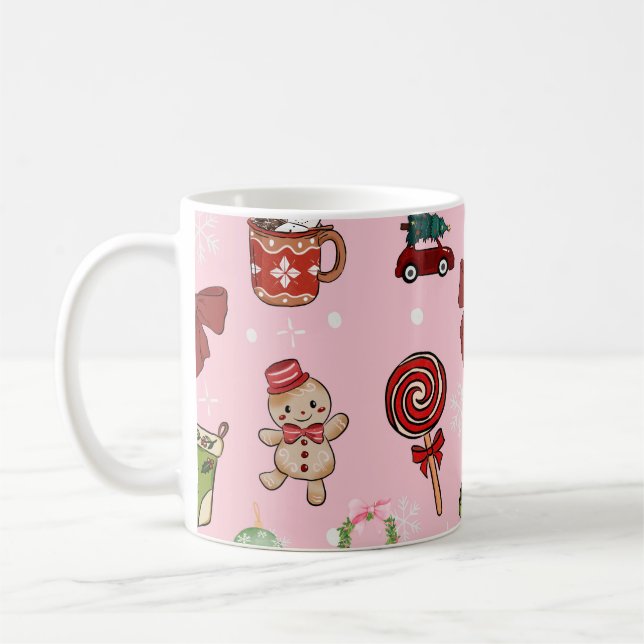Taza De Café Adorable Christmas Candy and Cocoa Pattern (Izquierda)