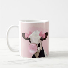 Taza De Café Adorable Cow Bubblegum Pink