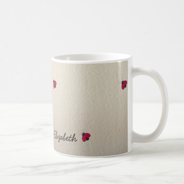 Taza De Café Adorable Cute, Ladybug, Luminoso-Personalizado (Derecha)