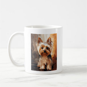 Taza De Café Adorable Cute Yorkie Terrier Pintura Acrílica Mug
