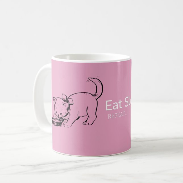 Taza De Café Adorable diseño de alimentación de gato Mascota pa (Anverso izquierdo)