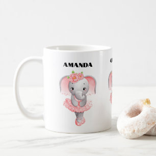 Taza De Café Adorable Elefante Bailarina En Puntas