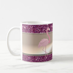 Taza De Café Adorable Flamingo Rosa Lindo En Brillante
