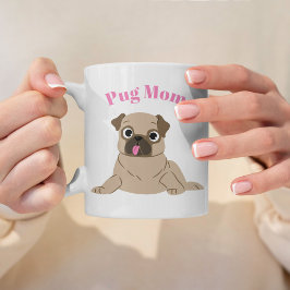 Taza De Café Adorable foto de Personalizado de Ilustracion Pug