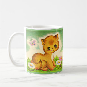 Taza De Café adorable gatito de ojos verdes