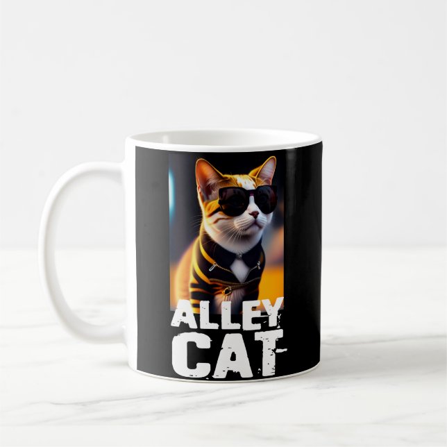 Taza De Café Adorable gato lindo en traje de pantalones de tigr (Izquierda)