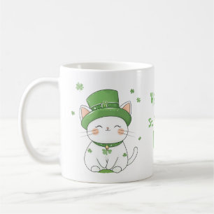 Taza De Café Adorable gato lindo Kawaii gato St. Patrick's Day 