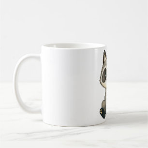 Taza De Café Adorable Ilustracion de mapache de mano