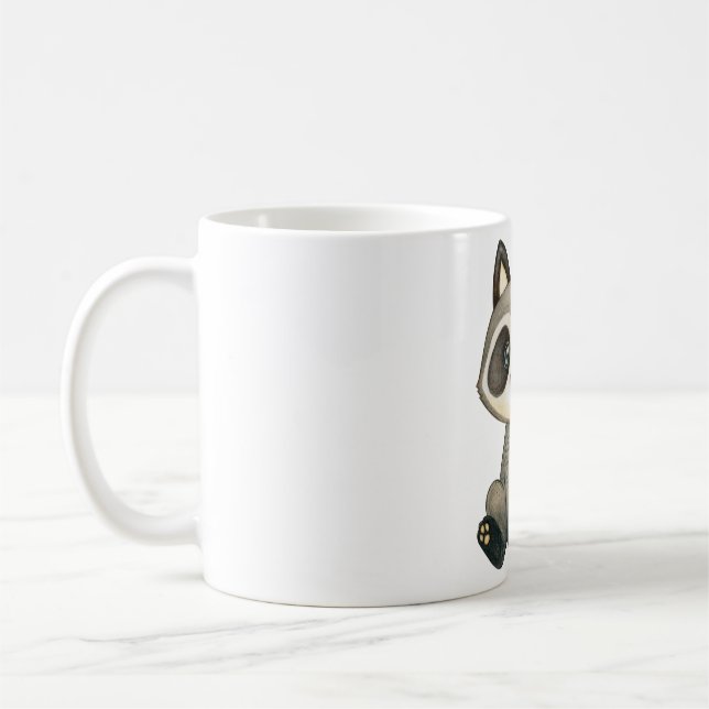 Taza De Café Adorable Ilustracion de mapache de mano (Izquierda)