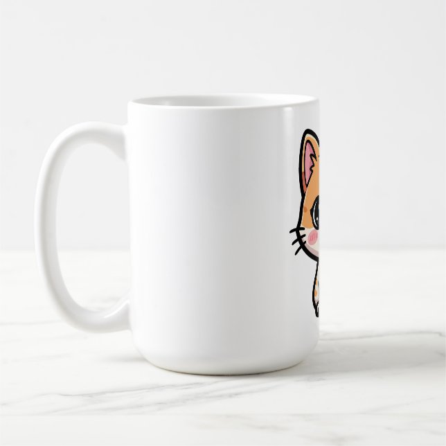 Taza De Café Adorable Kawaii Ginger Cat Illustration (Izquierda)