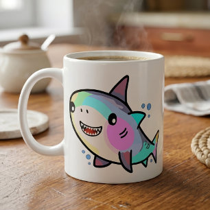 Taza De Café Adorable Kawaii Tiburón Bebé con Pasteles de Arcoí