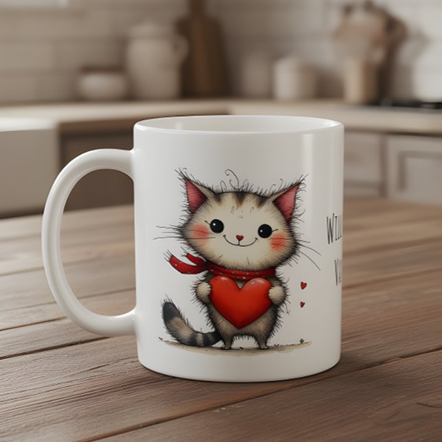 Taza De Café Adorable Kitty Cat Will You Be My Valentine? (Subido por el creador)